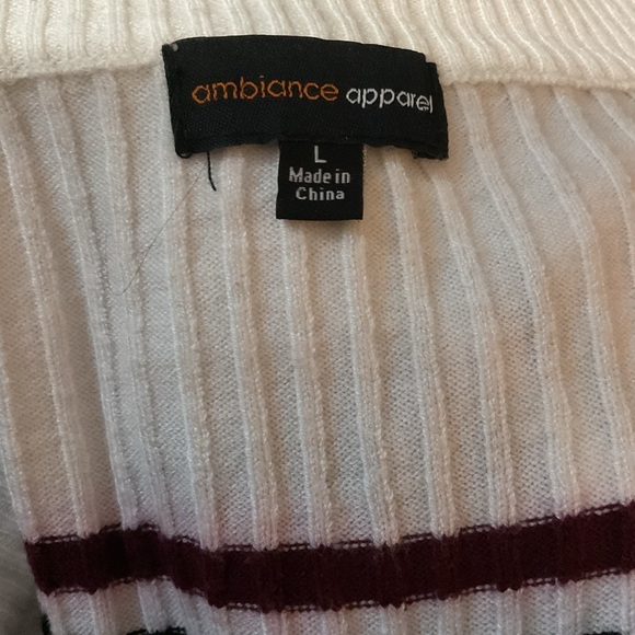 Ambiance Ribbed Knit Sweater with Stripes - Picture 3 of 3